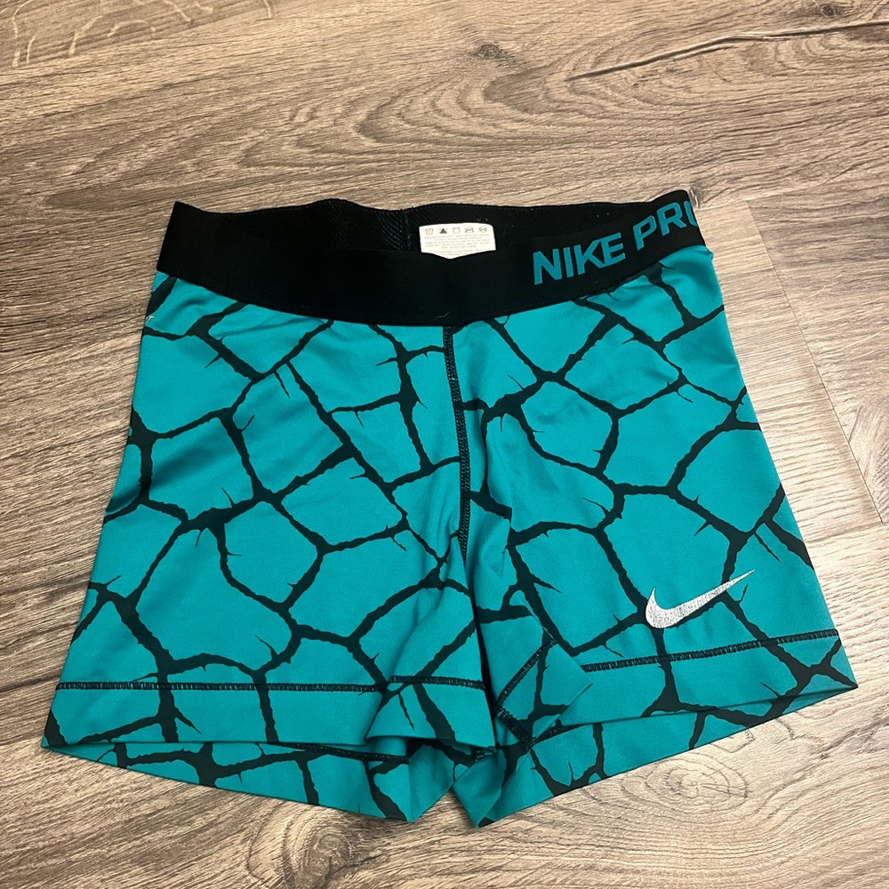 Nike Pro Black and Teal Shorts